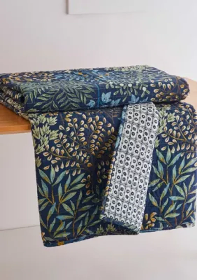 English Forest Navy Quilted Throw