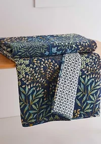 English Forest Navy Quilted Throw