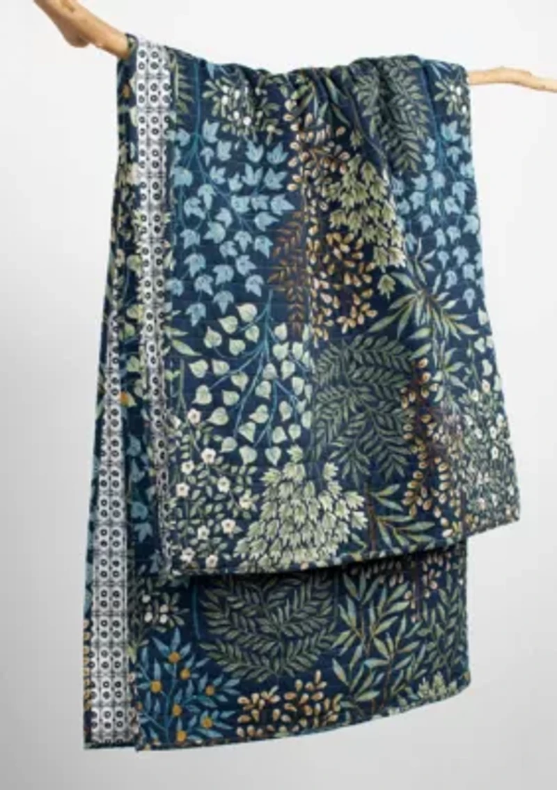 English Forest Navy Quilted Throw