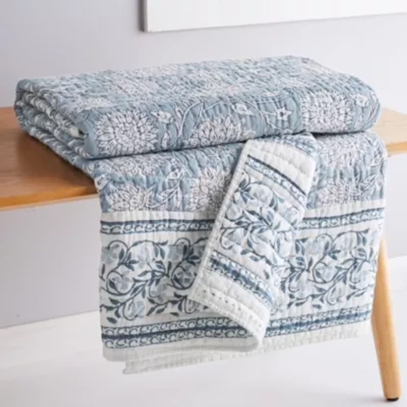 Adare Blue Quilted Throw