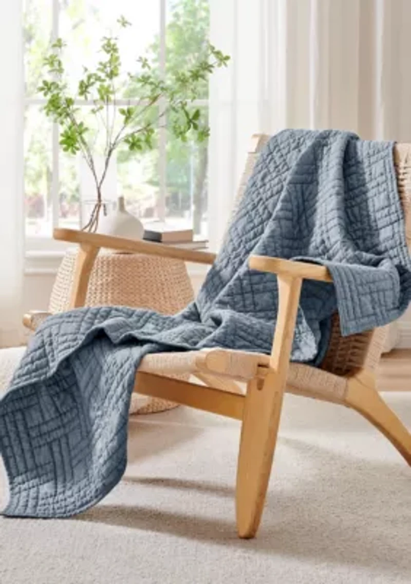Melange Stitch Chambray Quilted Throw