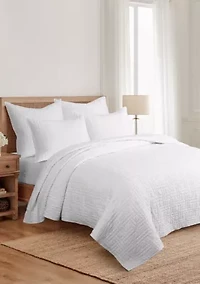Melange Stitch White Euro Sham Set of 2