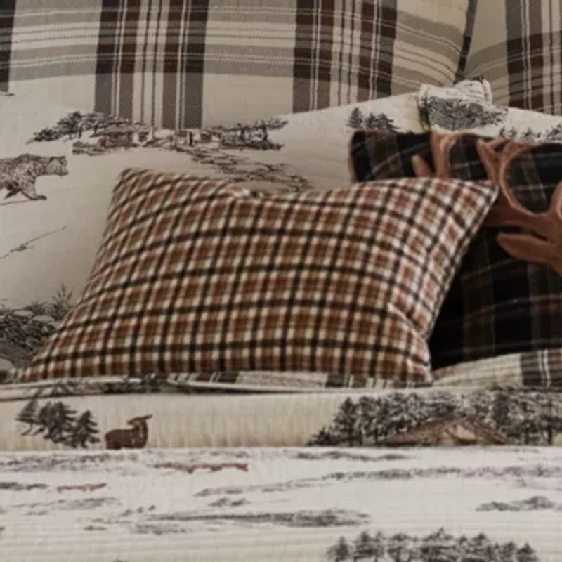 Lodge Toile Plaid Pillow