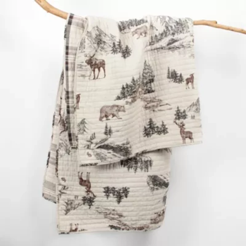 Lodge Toile Quilted Throw