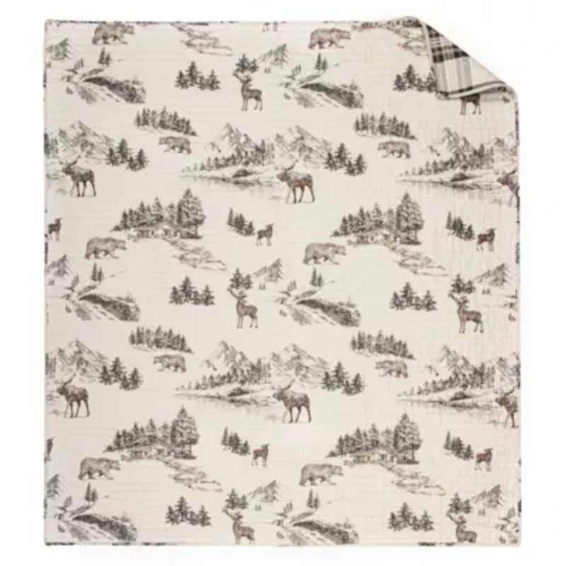 Lodge Toile Quilted Throw