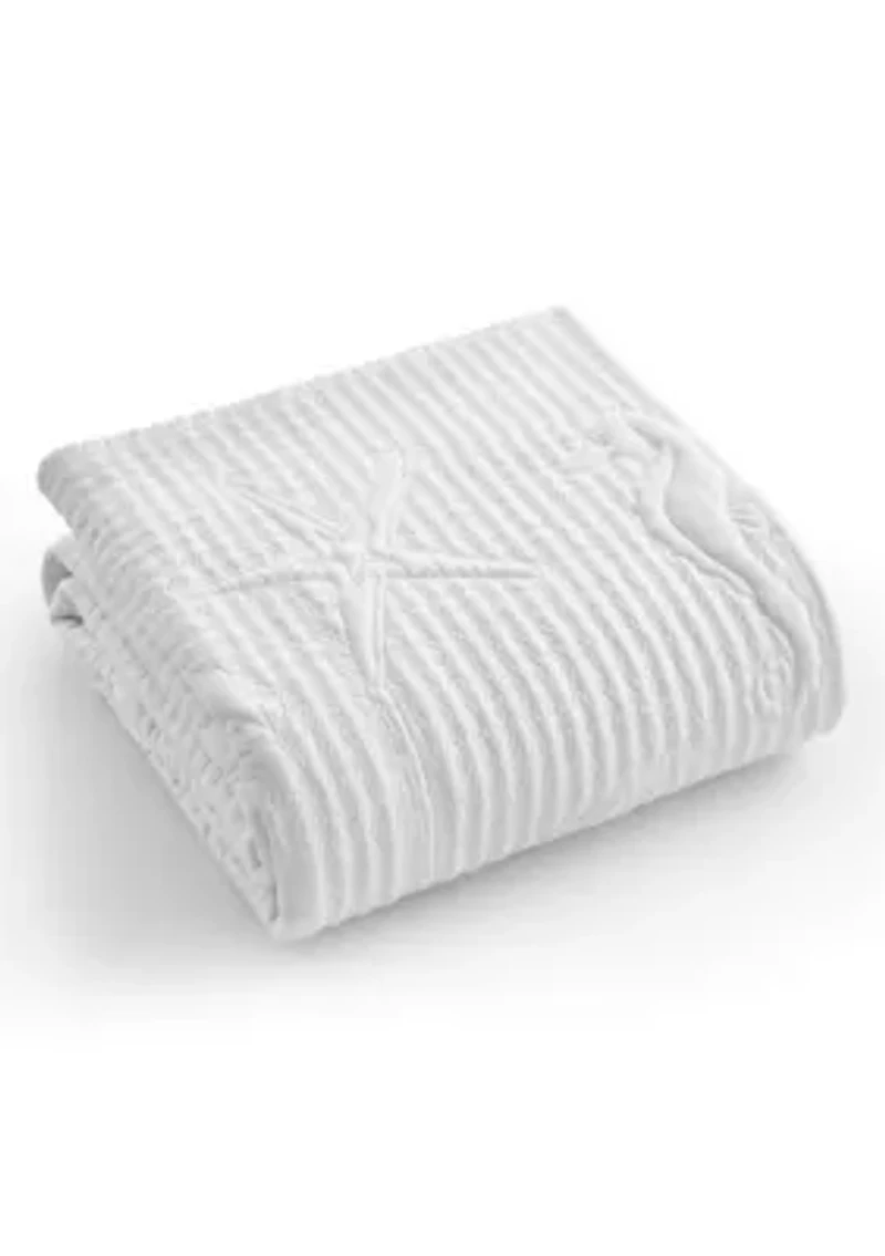 Cross Stitch Sea White Quilted Throw