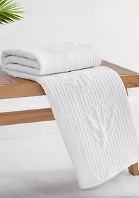 Cross Stitch Sea White Quilted Throw