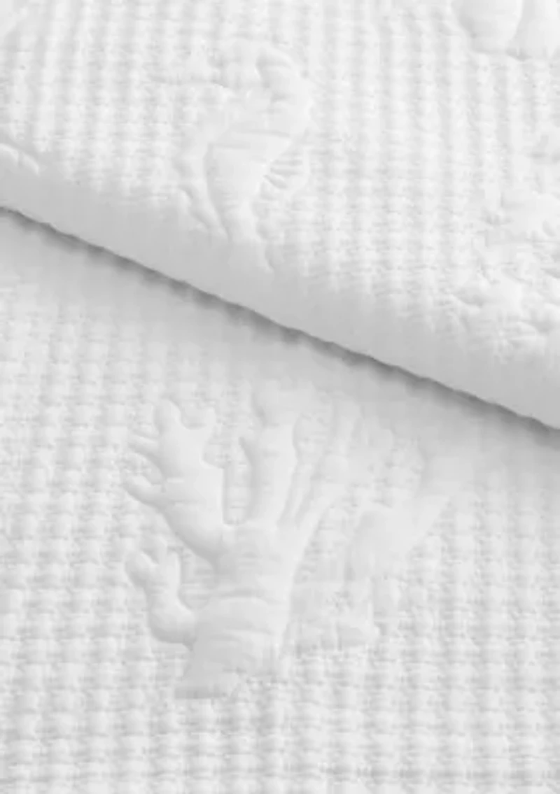 Cross Stitch Sea White Quilted Throw