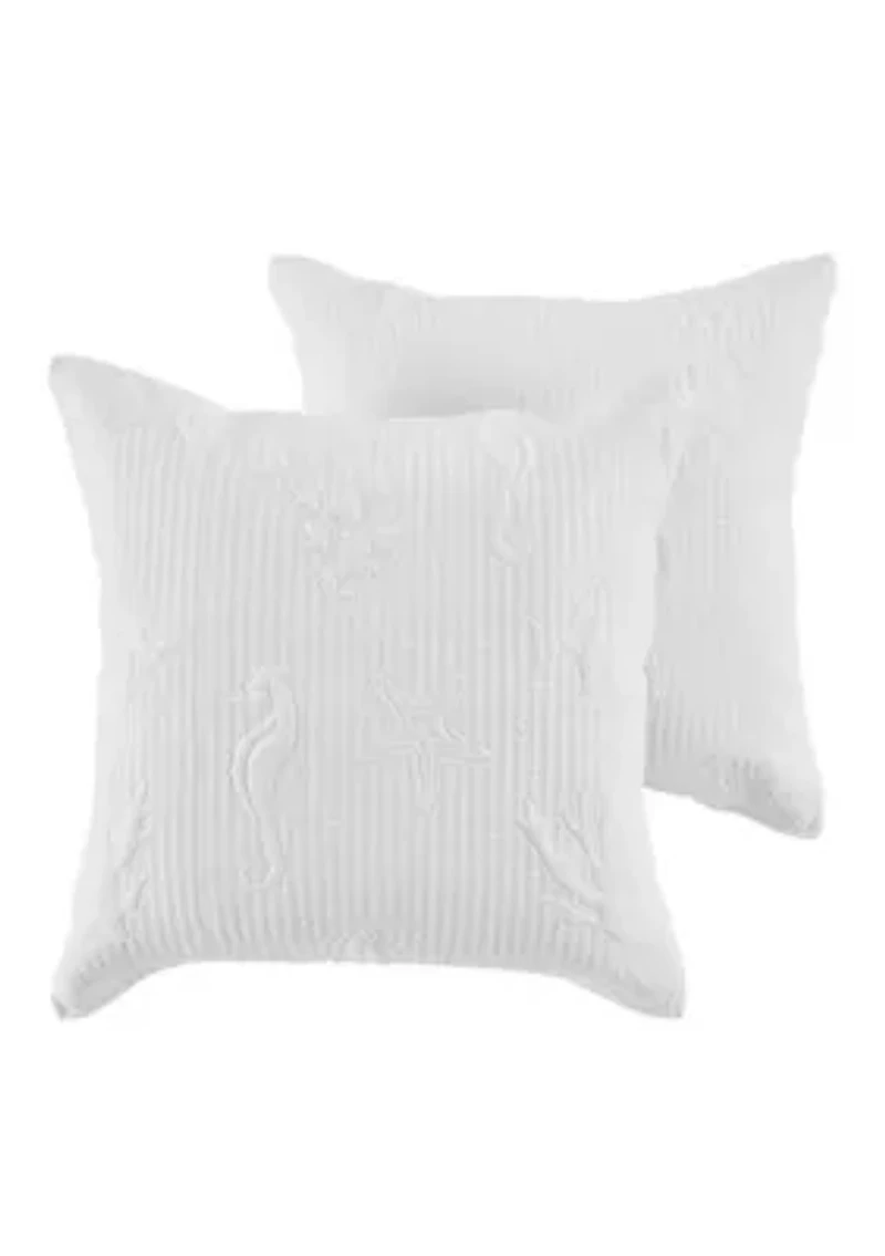 Cross Stitch Sea White Euro Sham Set of 2