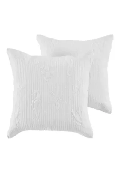 Cross Stitch Sea White Euro Sham Set of 2