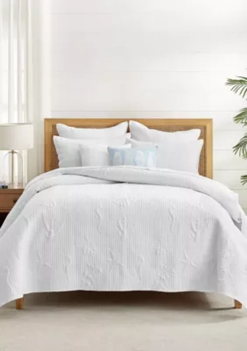 Cross Stitch Sea White Euro Sham Set of 2