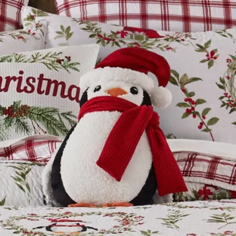 Pine & Plaid Shaped Pinguin Pillow 9.5x13.5