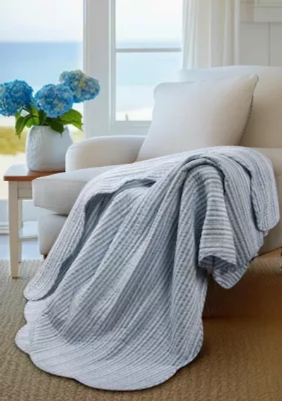 Martha Stripe Blue Quilted Throw