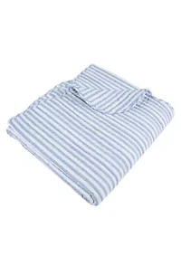 Martha Stripe Blue Quilted Throw