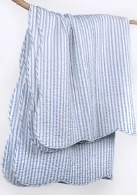 Martha Stripe Blue Quilted Throw
