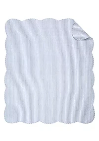 Martha Stripe Blue Quilted Throw
