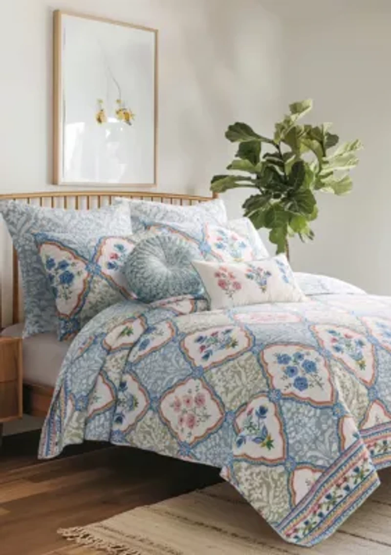 Zoey Embroidered Bouquets Pillow