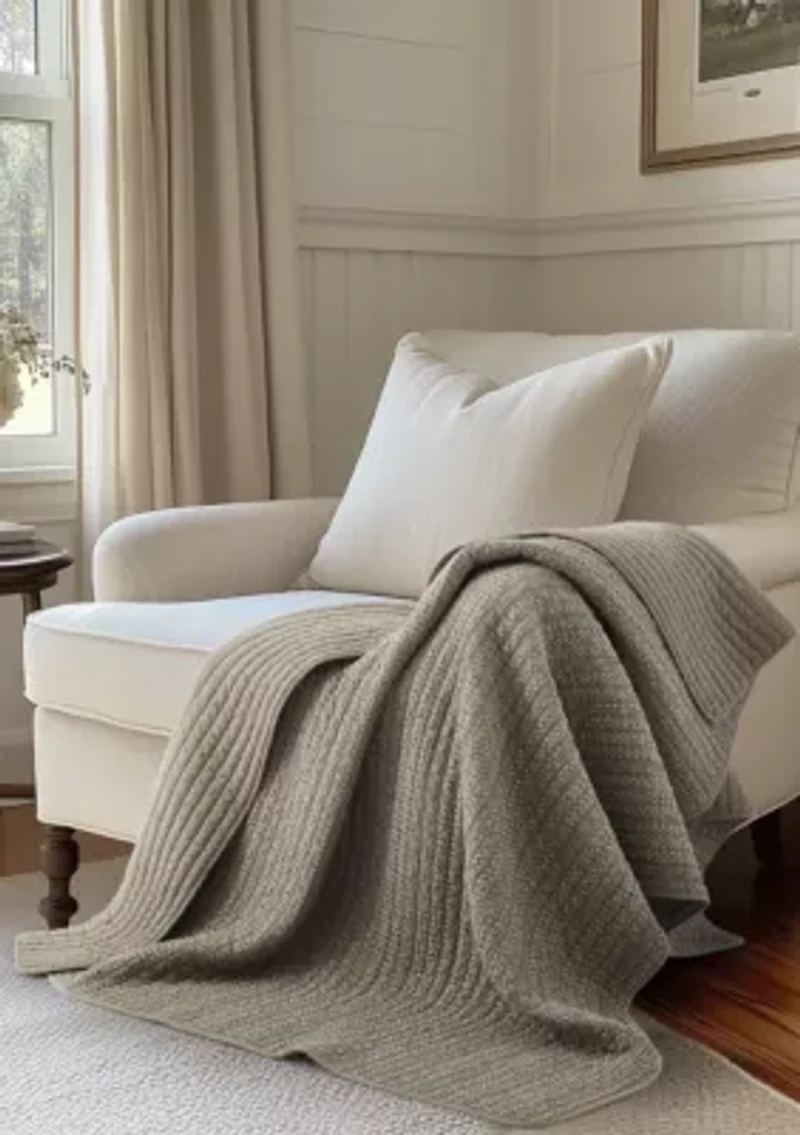 Loden Taupe Quilted Throw