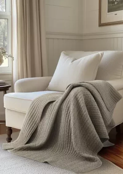 Loden Taupe Quilted Throw