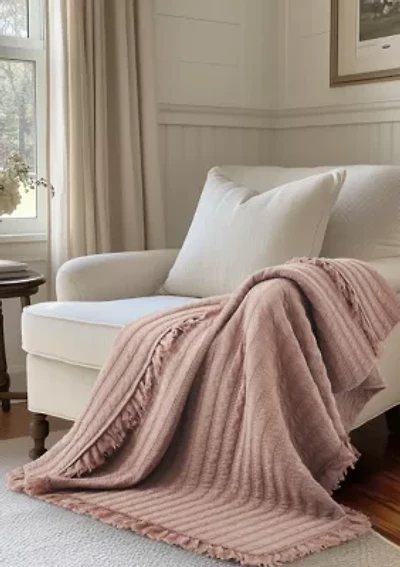 Wilhemina Dusty Rose Quilted Throw