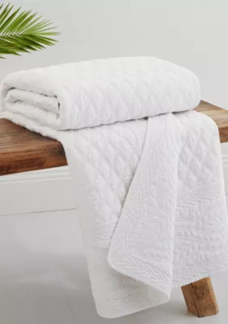 Ballou Bright White Quilted Throw