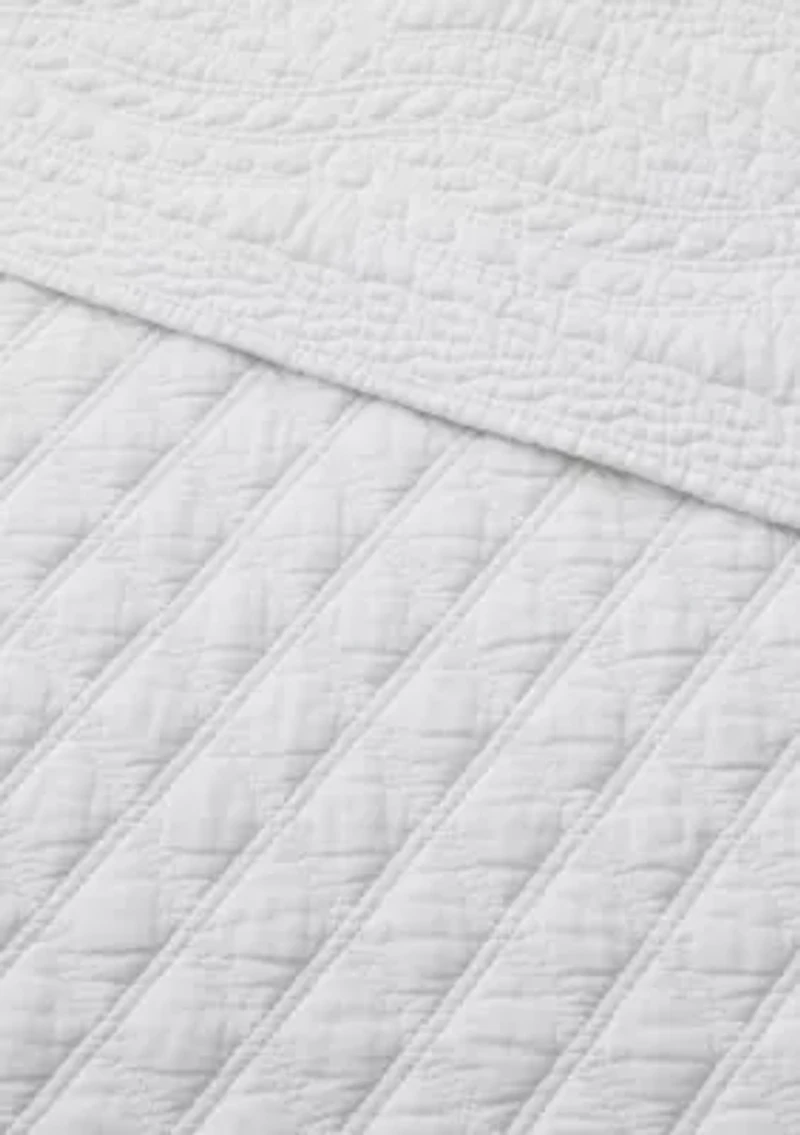 Ballou Bright White Quilted Throw