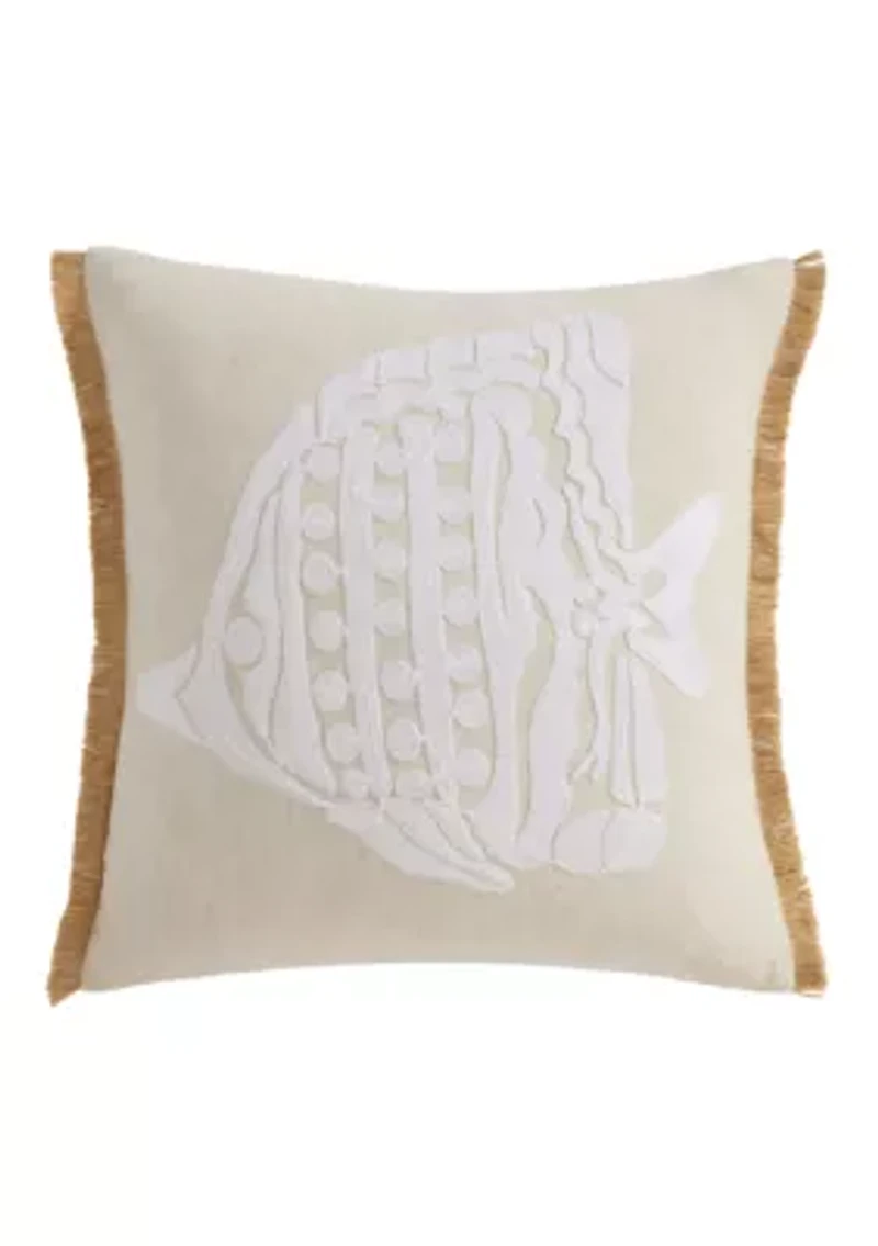 Seaside Charm Crewel Fish Pillow