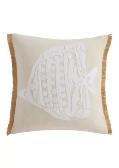 Seaside Charm Crewel Fish Pillow
