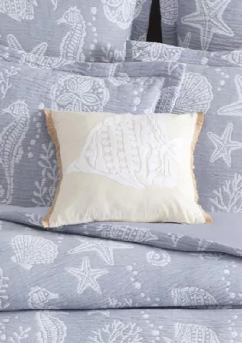 Seaside Charm Crewel Fish Pillow