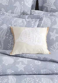 Seaside Charm Crewel Fish Pillow