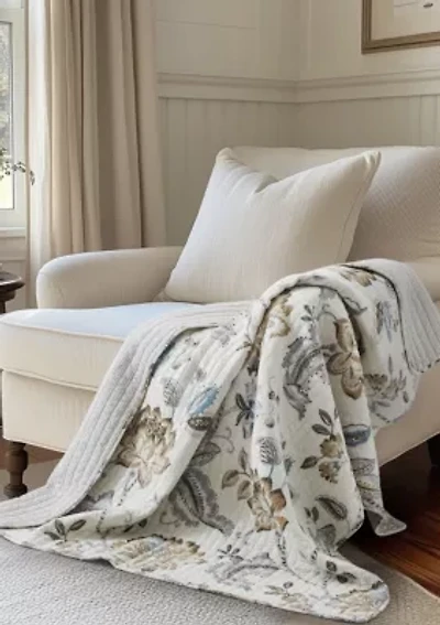 Malaney Neutral Blue Quilted Throw