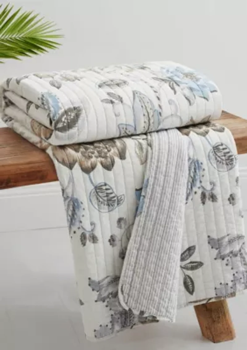 Malaney Neutral Blue Quilted Throw