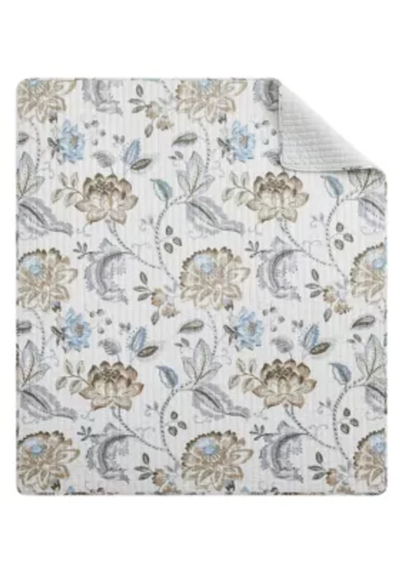 Malaney Neutral Blue Quilted Throw