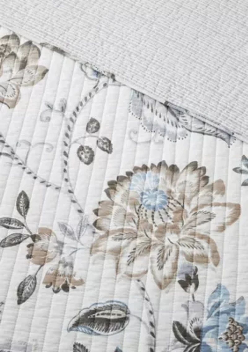 Malaney Neutral Blue Quilted Throw