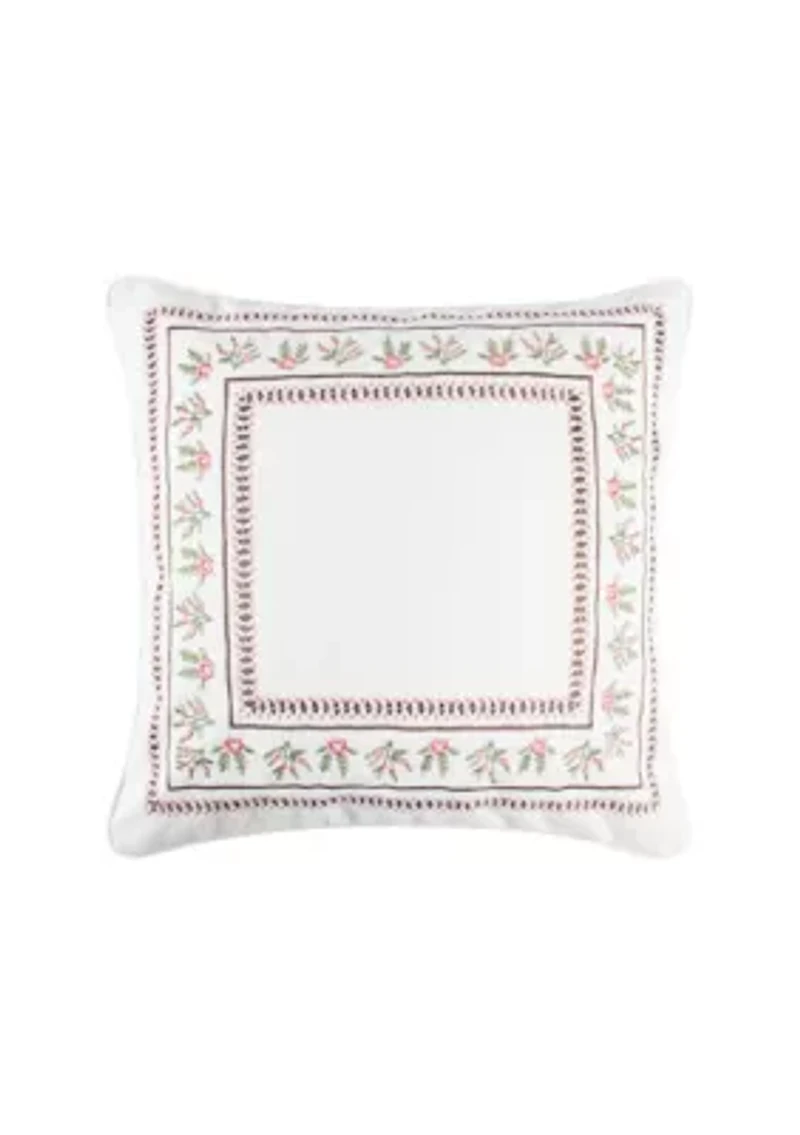 Maileen Dusty Rose Embroidered Pillow 18x18