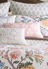 Maileen Dusty Rose Crewel bouquets Pillow 12x24