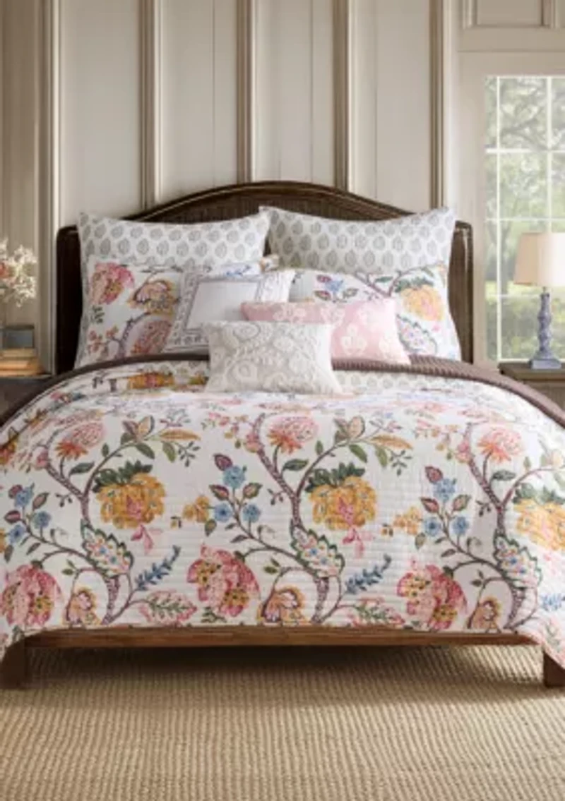 Maileen Dusty Rose Crewel bouquets Pillow 12x24