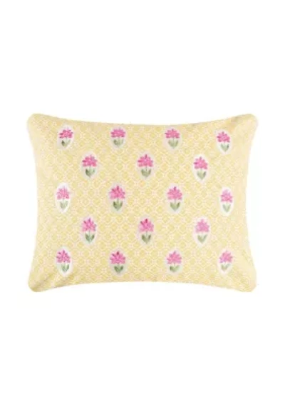 Blooming Hillside Yellow with Pink flowers Pillow 14x18