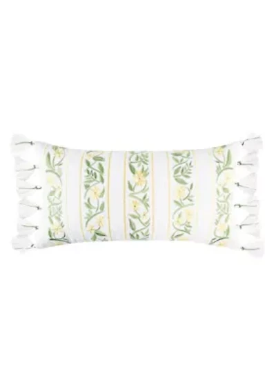Daffodil Embroidered Floral Tassels Pillow 12x24