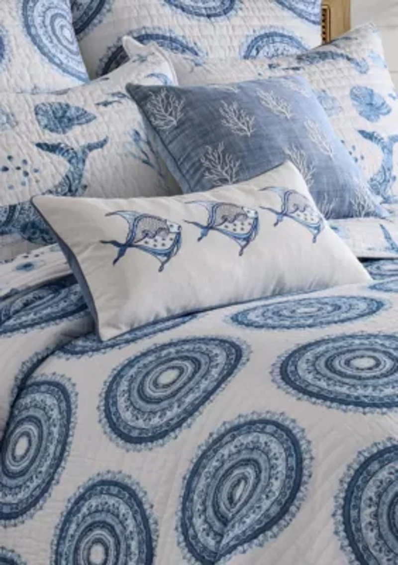 Batik Ocean Fish Pillow 12x24