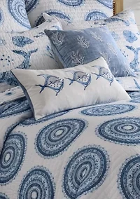 Batik Ocean Fish Pillow 12x24