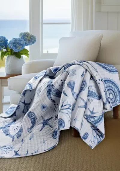 Batik Ocean Quilted Throw