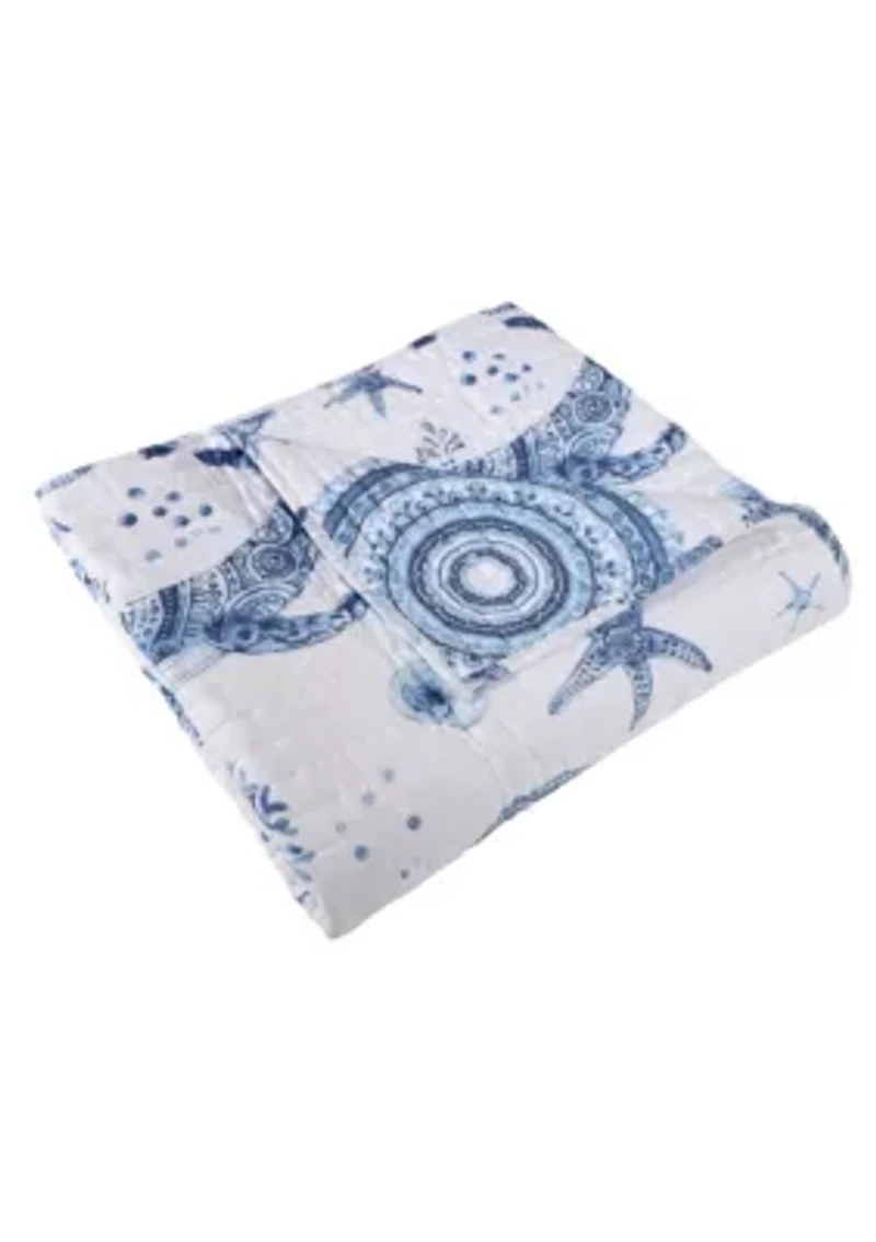 Batik Ocean Quilted Throw