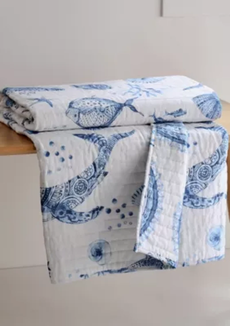 Batik Ocean Quilted Throw