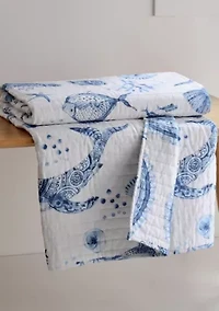 Batik Ocean Quilted Throw