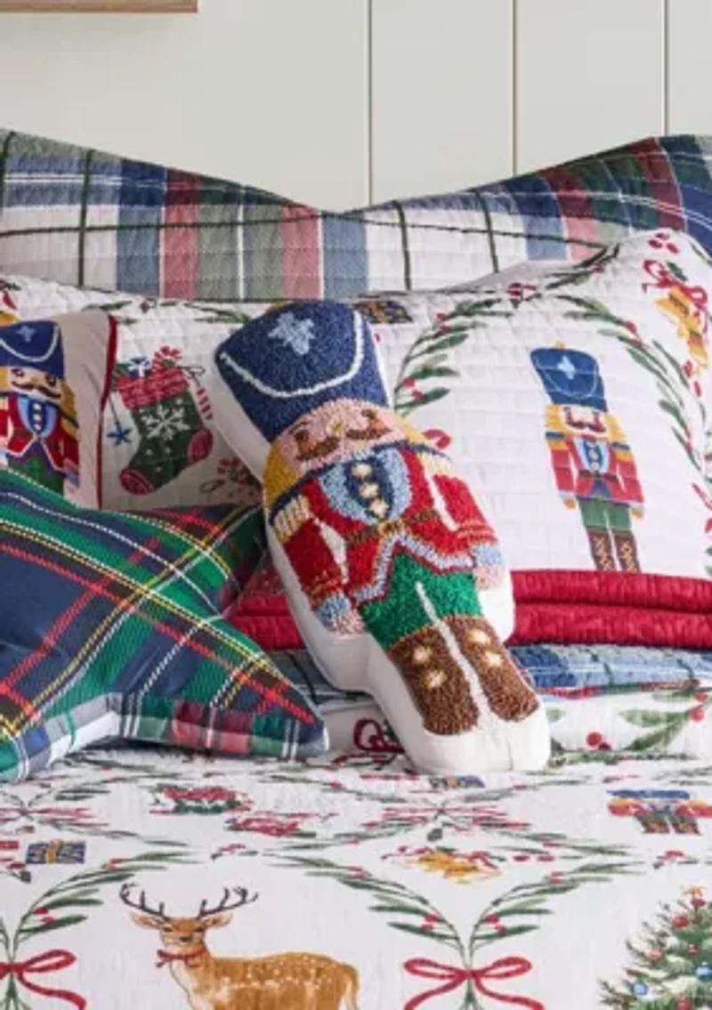 Festive Nutcrackers  Shaped Figure 18" Pillow