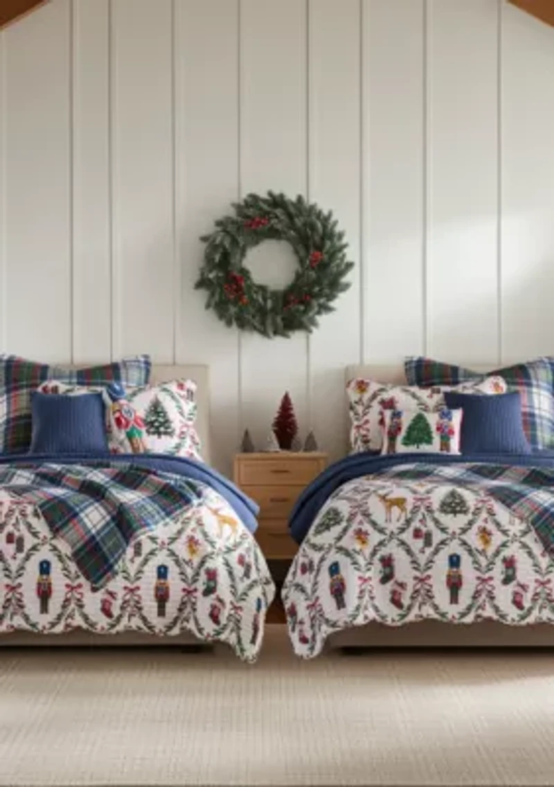 Festive Nutcrackers Euro Sham Set of 2