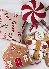 Gingerbread Peppermint Candy Pillow 18x18