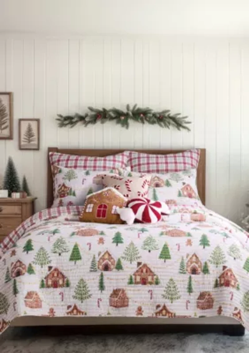 Gingerbread Peppermint Candy Pillow 18x18
