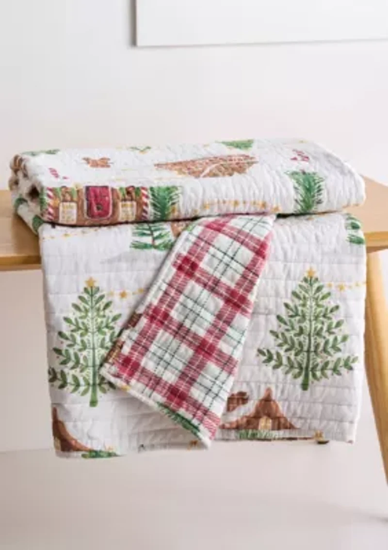 Gingerbread Village Quilted Throw